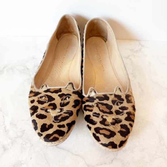 Charlotte Olympia Shoes - Charlotte Olympia Leopard-Print Calf Hair Kitty Flats 42/11